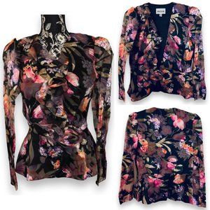 Vintage Bracoloni by Lucero Corredor V-Neck Long Sleeve Blazer Women 10 Black